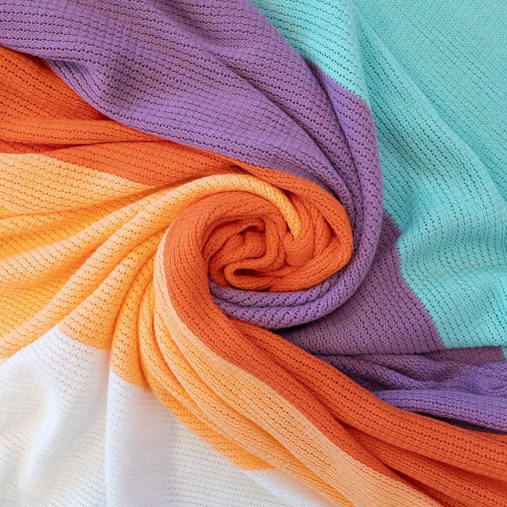 Bambury Cotton Knitted Azalea Throw 130x200cm Striped