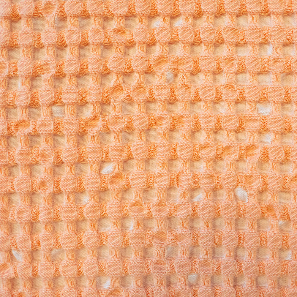 Bambury Waffle Fabric Dora Square Cushion 50x50cm Peach