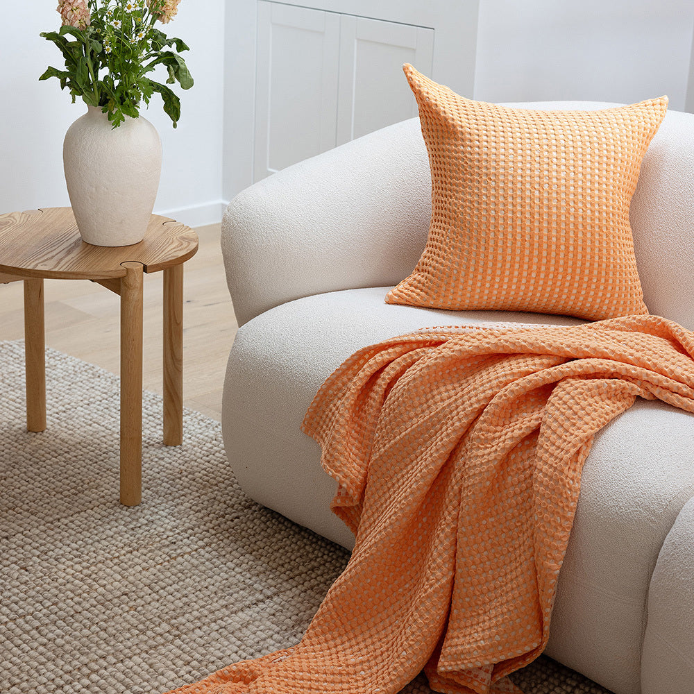 Bambury Waffle Fabric Dora Square Cushion 50x50cm Peach