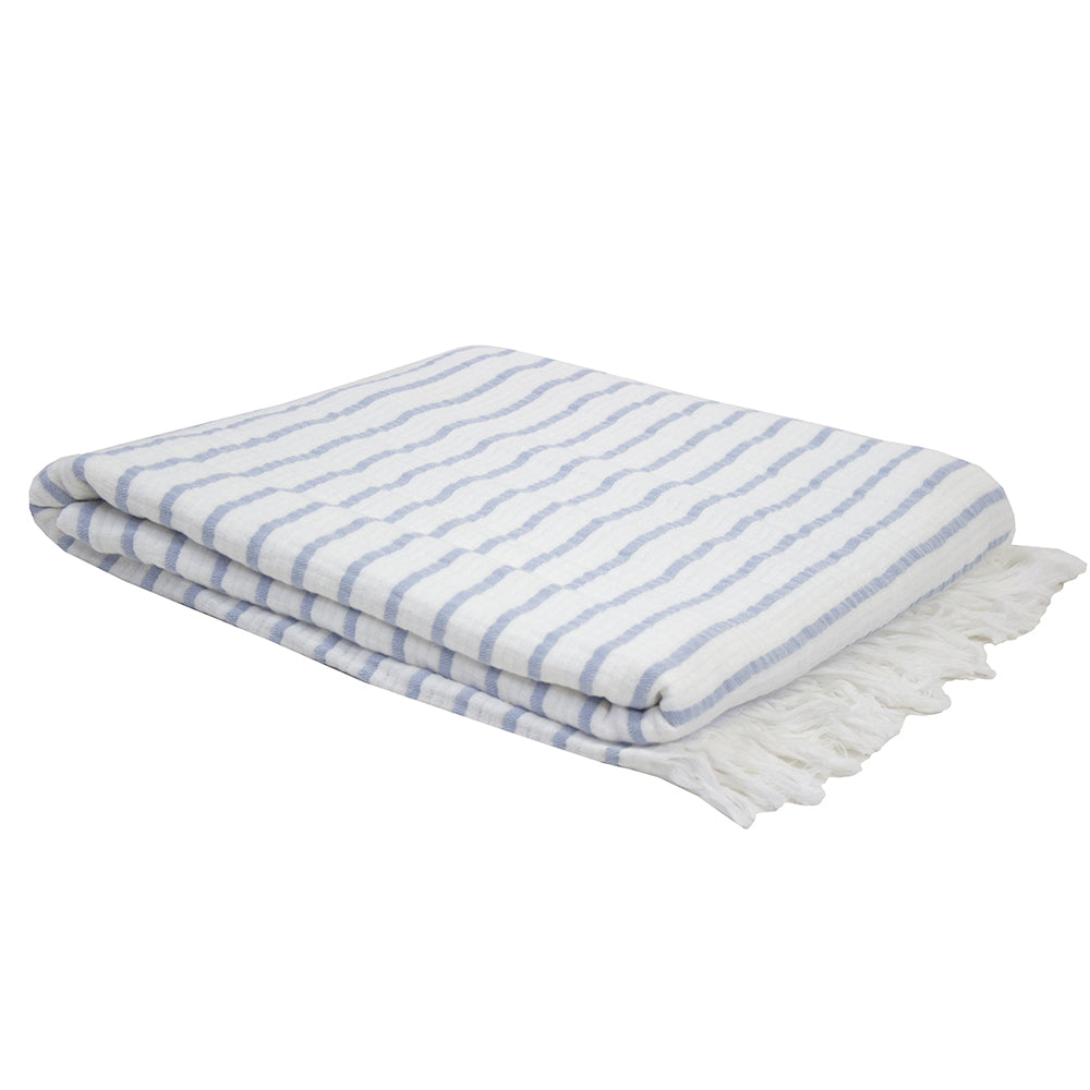 Bambury Decorative Ultra Soft Haven Throw Blue Cotton