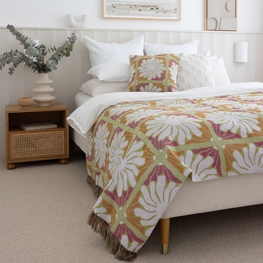 Bambury Zinnia Poly/Cotton Square Cushion 50x50cm Sorbet