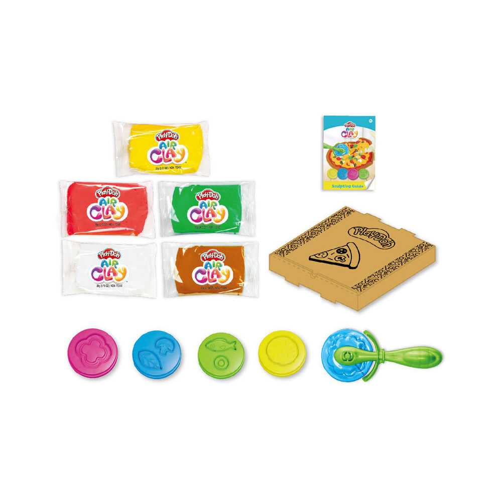 Play-Doh Air Dry Clay Pizza Parlour Set Mess-Free 5 Bright Colours Kids Kit 4y+