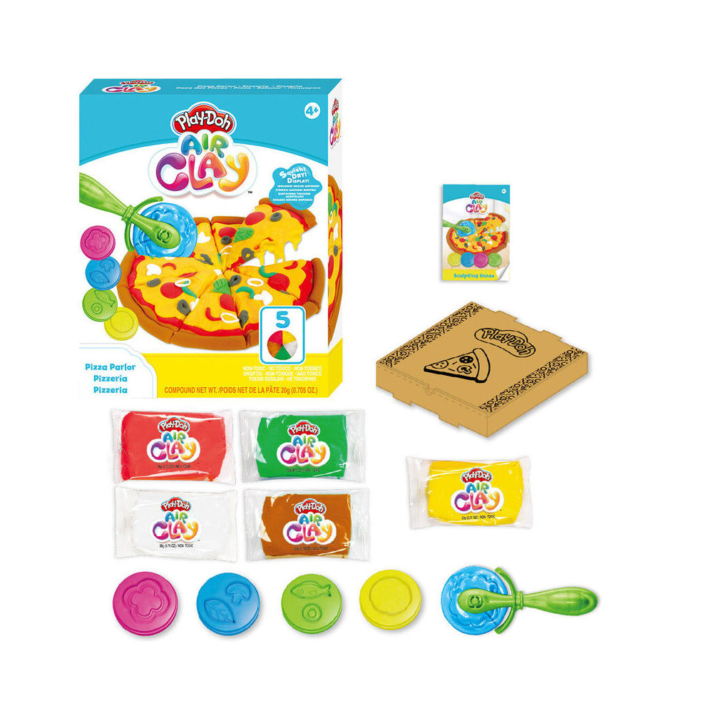 Play-Doh Air Dry Clay Pizza Parlour Set Mess-Free 5 Bright Colours Kids Kit 4y+
