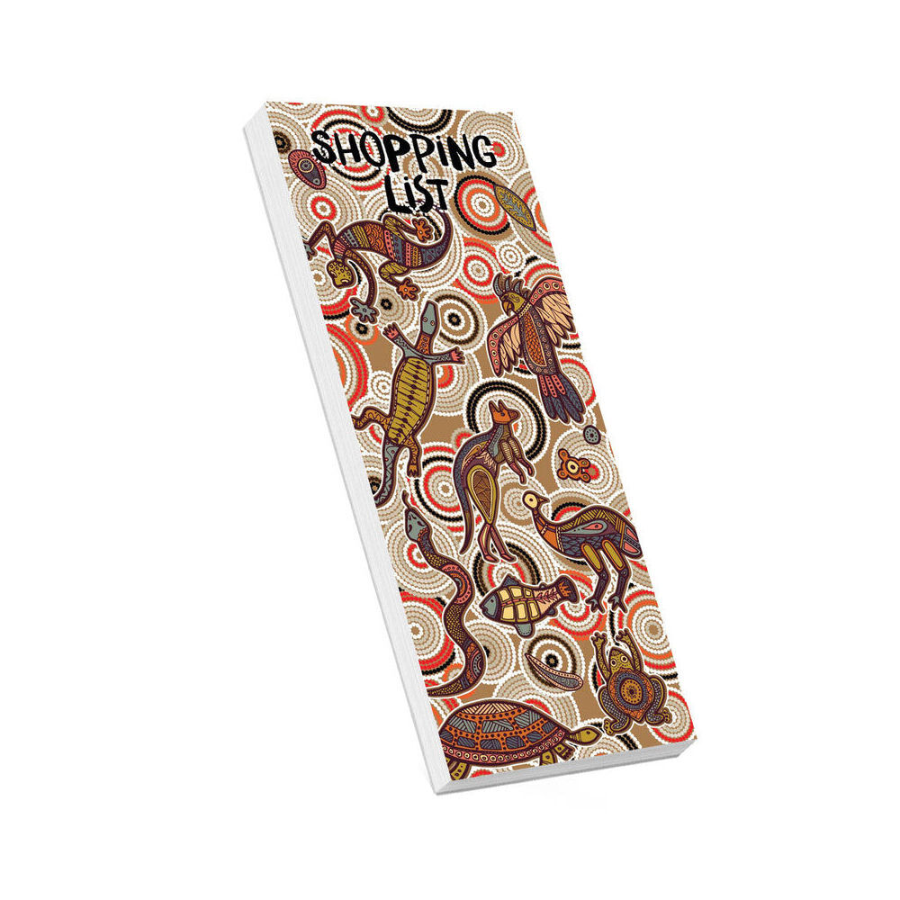 6PK Aboriginal Animals Magnetic Shopping List Jotter Fridge Notepad Indigenous Art
