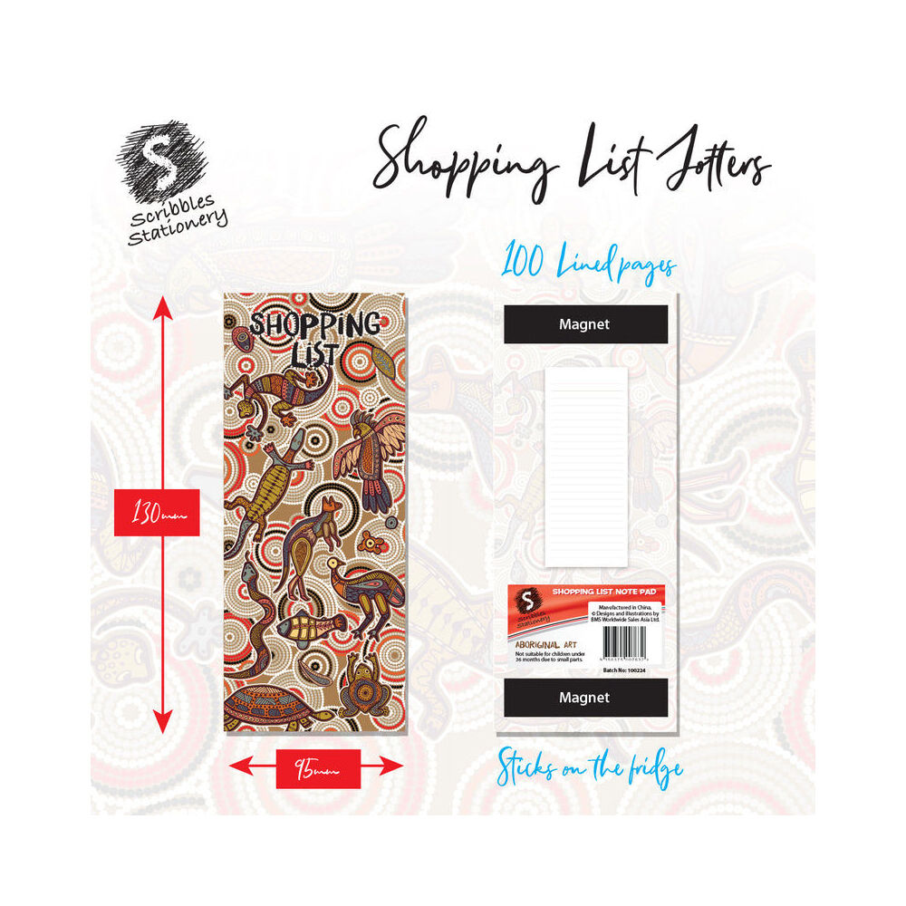 Aboriginal Animals Magnetic Shopping List Jotter Fridge Notepad Indigenous Art