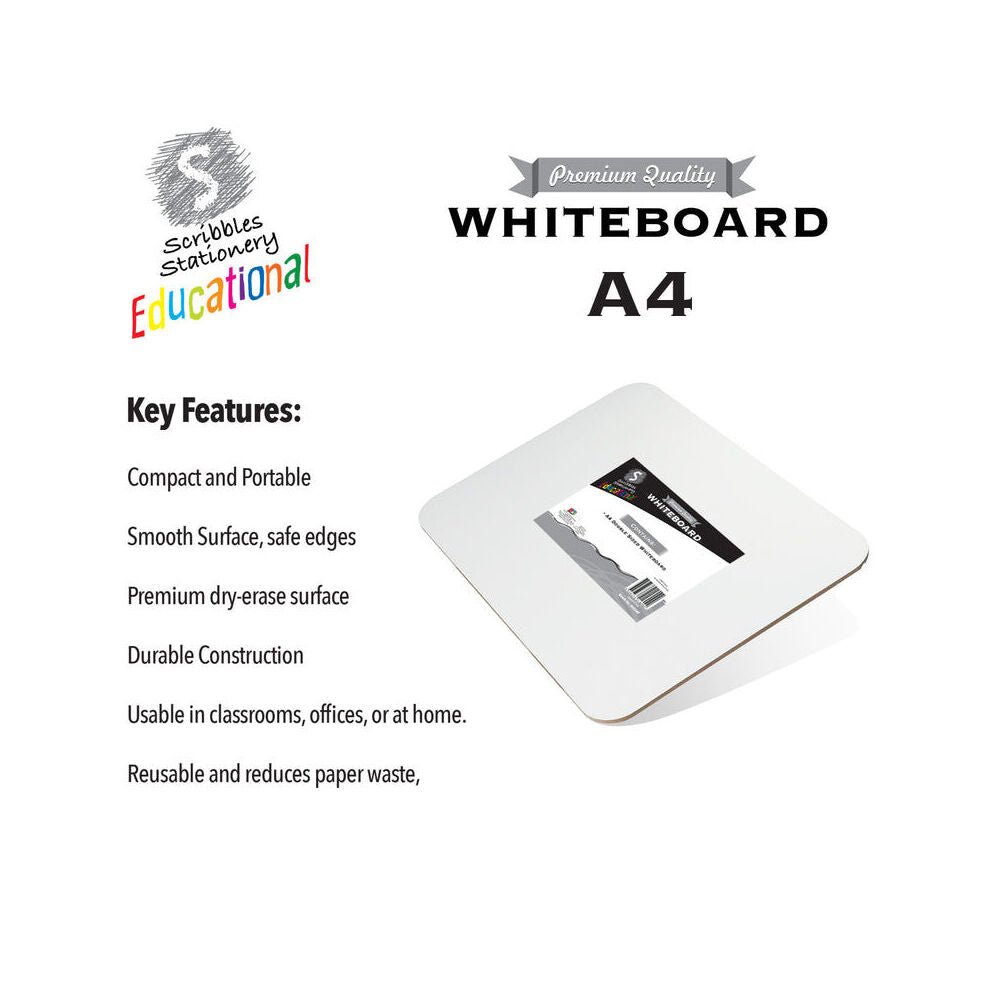 Scribbles Stationery Dual Sided Wood Whiteboard/Chalkboard Office/School A4 5y+