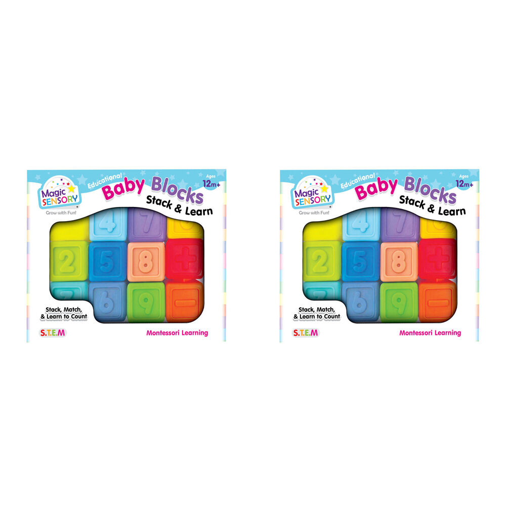 2x 12pc Magic Sensory Montessori Learning Numbered Colourful Baby Blocks 12m+