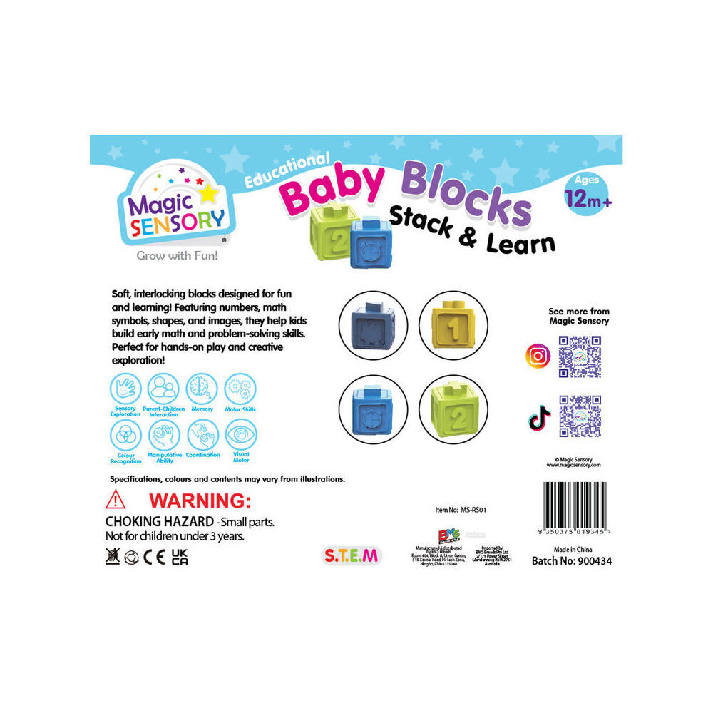 2x 12pc Magic Sensory Montessori Learning Numbered Colourful Baby Blocks 12m+