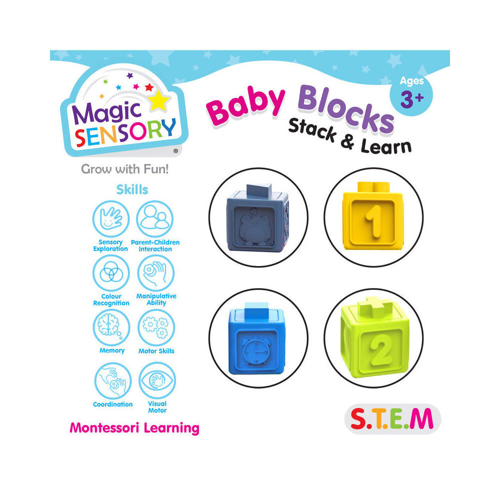2x 12pc Magic Sensory Montessori Learning Numbered Colourful Baby Blocks 12m+