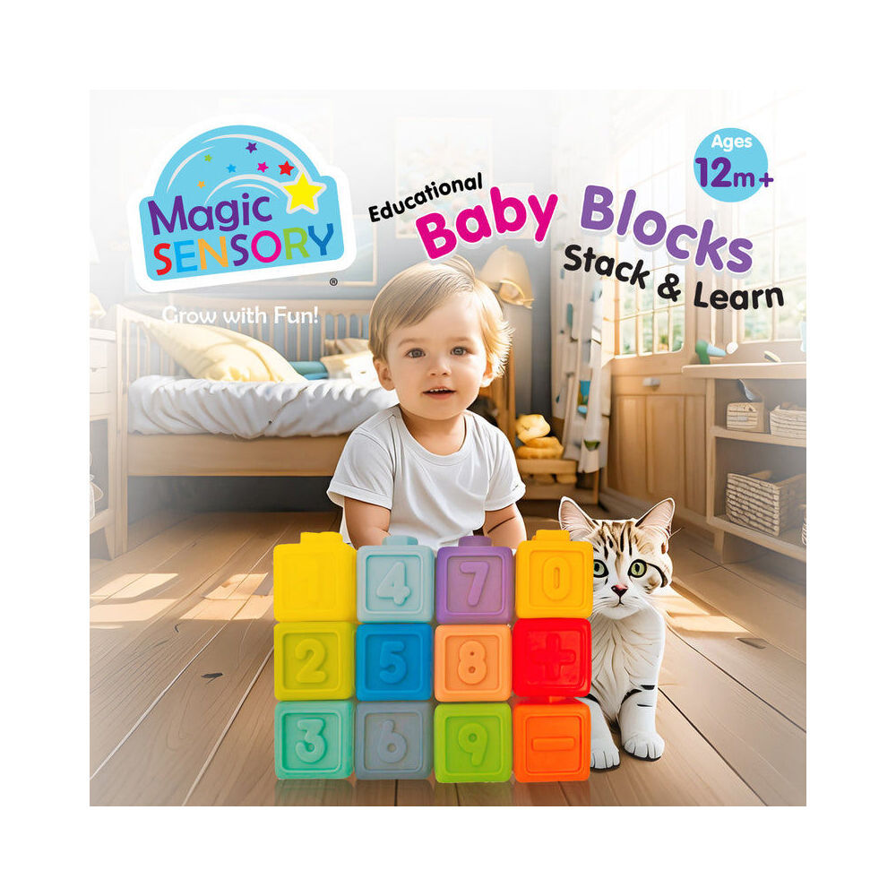 2x 12pc Magic Sensory Montessori Learning Numbered Colourful Baby Blocks 12m+