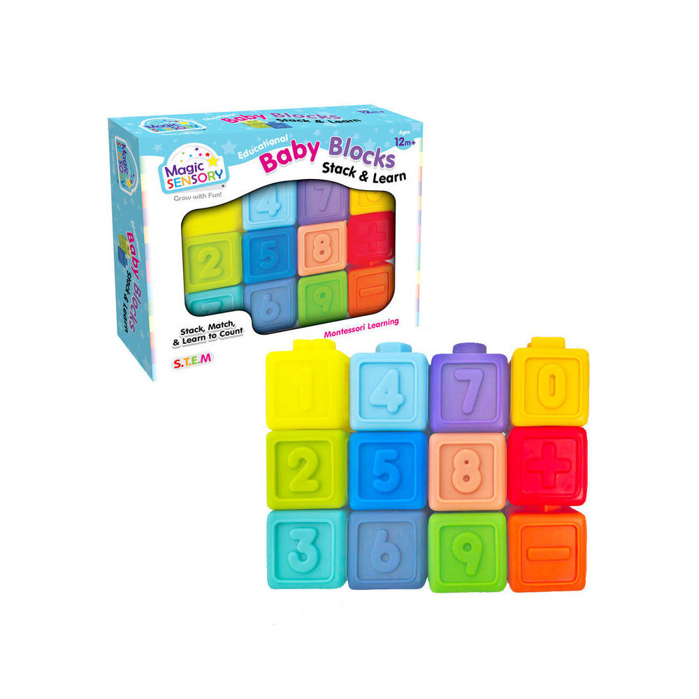 2x 12pc Magic Sensory Montessori Learning Numbered Colourful Baby Blocks 12m+