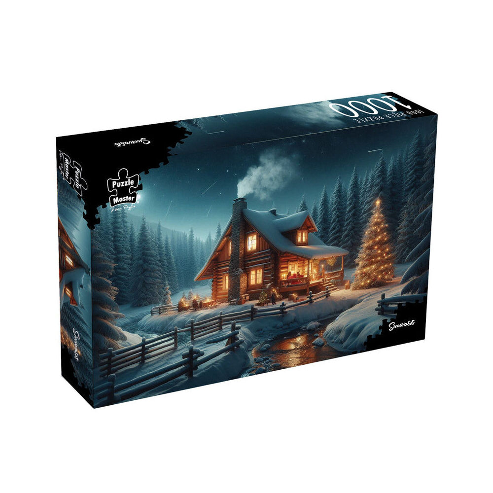 1000pc Puzzlemaster Jigsaw Puzzle Snowasis Winter Cabin Christmas Lights 12y+