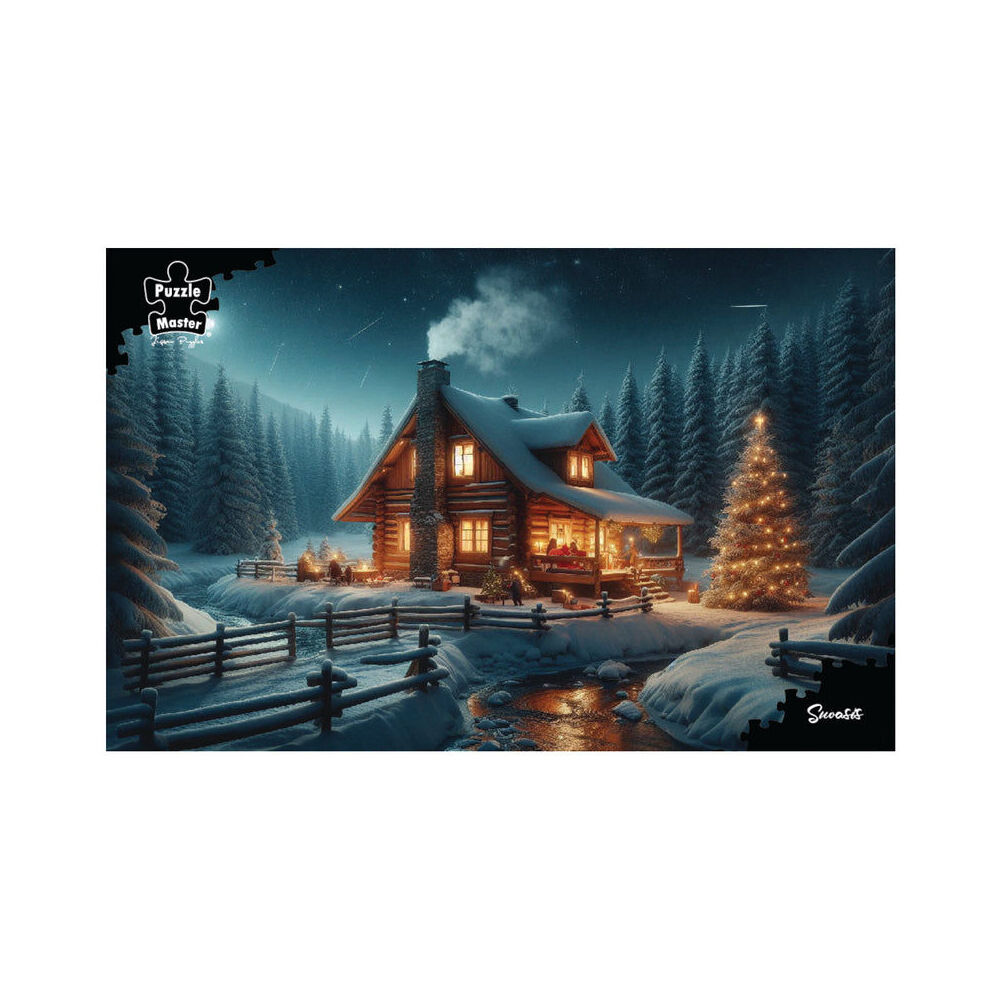 1000pc Puzzlemaster Jigsaw Puzzle Snowasis Winter Cabin Christmas Lights 12y+