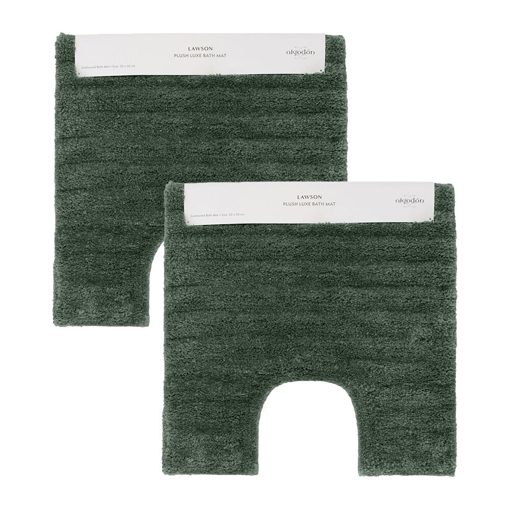 2PK Algodon Polyester Lawson Plush Contoured Bath Runner Soft Mat Thyme 50x50cm