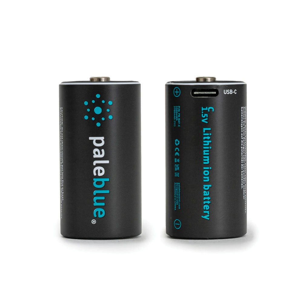 2pc Paleblue Fast Charging C USB Rechargeable Smart Batteries