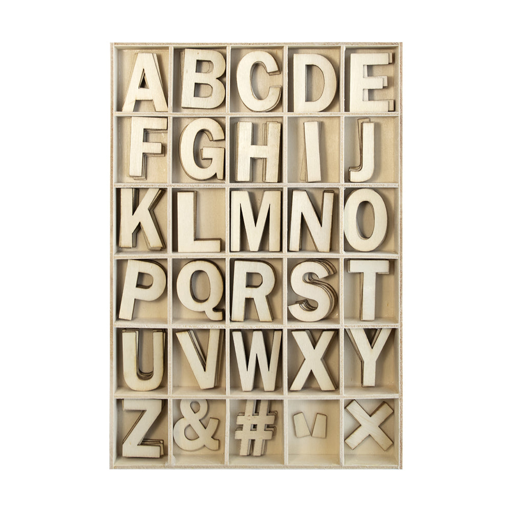 2x 165pc Boyle 16.5cm Plywood Alphabet Letter Set in Tray - Natural