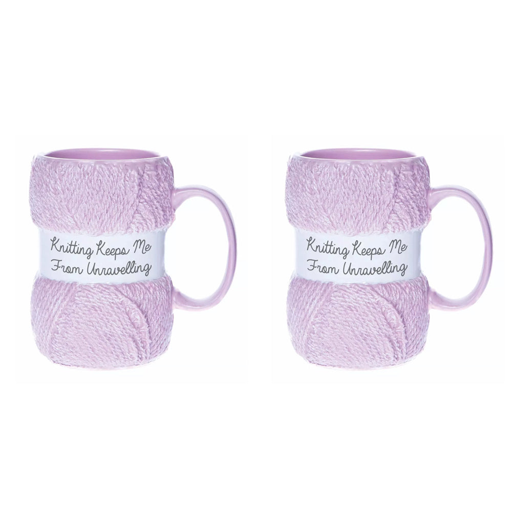 2PK Boxer Gifts Ceramic Knitting Mug Unravelling Pink