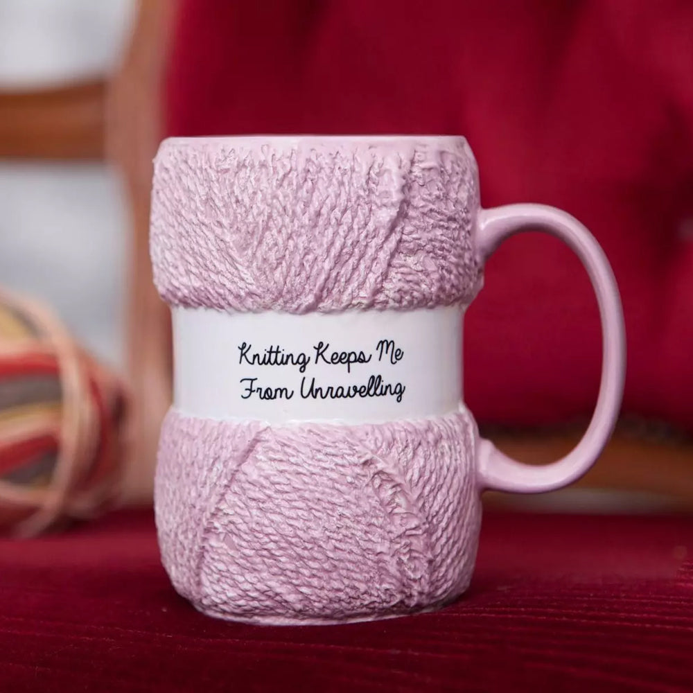 2PK Boxer Gifts Ceramic Knitting Mug Unravelling Pink