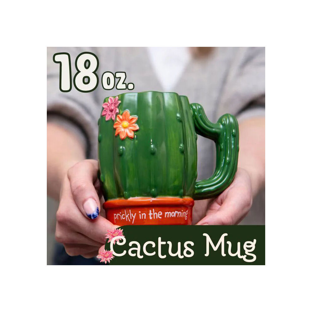 2PK Boxer Gifts Prickly In The Morning' Cactus Novelty Coffee Mug 18oz