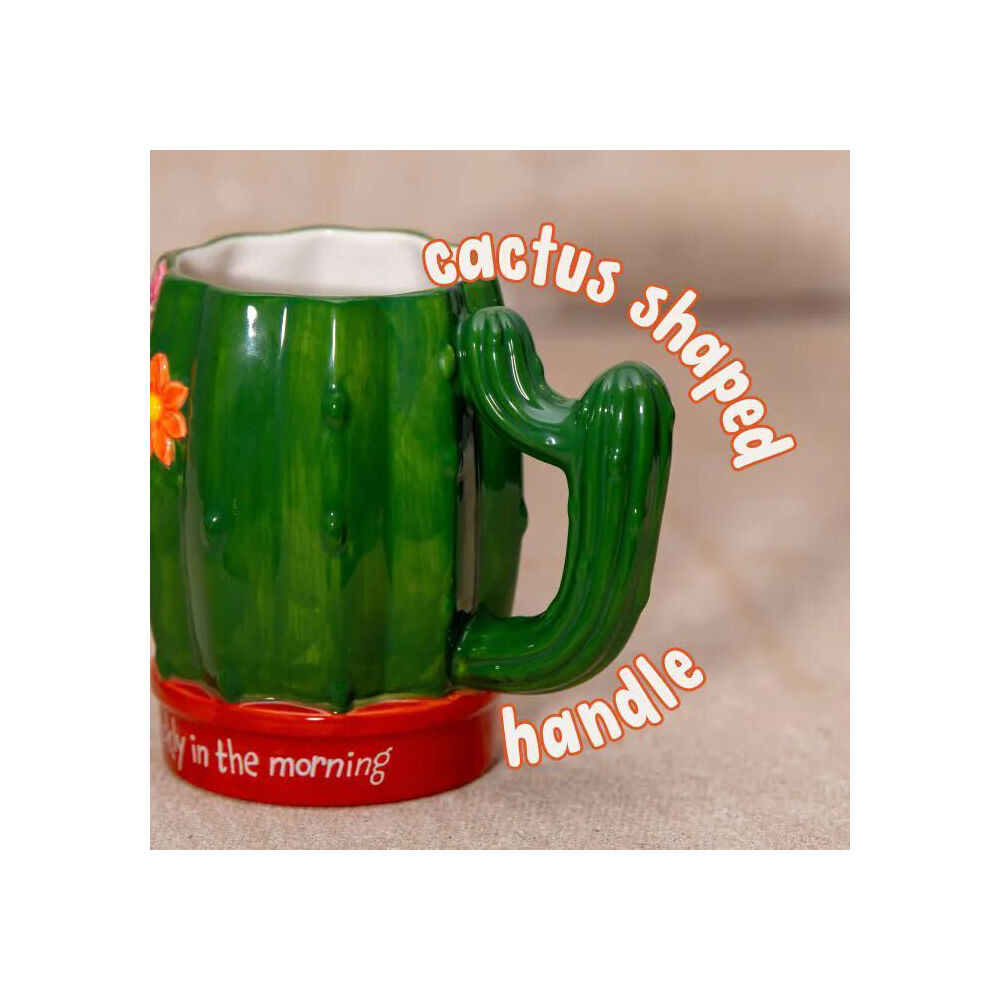 2PK Boxer Gifts Prickly In The Morning' Cactus Novelty Coffee Mug 18oz