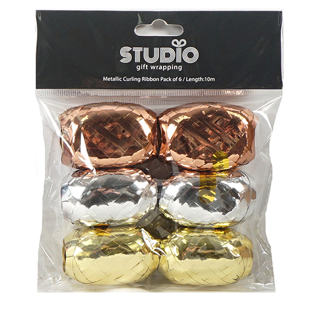 12x 6pc Studio Gift Wrapping Metallic Curling Ribbon Party Set Asstd