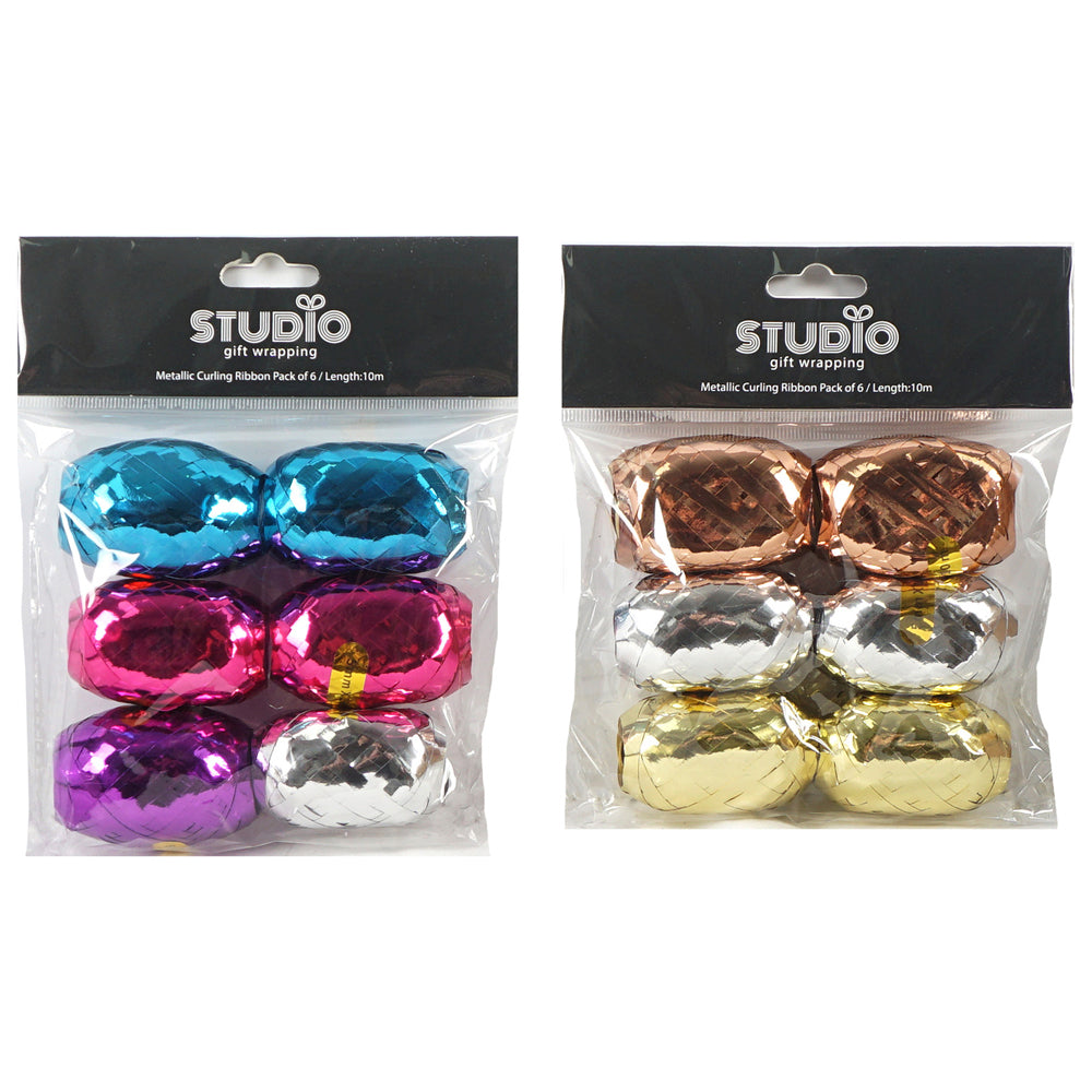 12x 6pc Studio Gift Wrapping Metallic Curling Ribbon Party Set Asstd