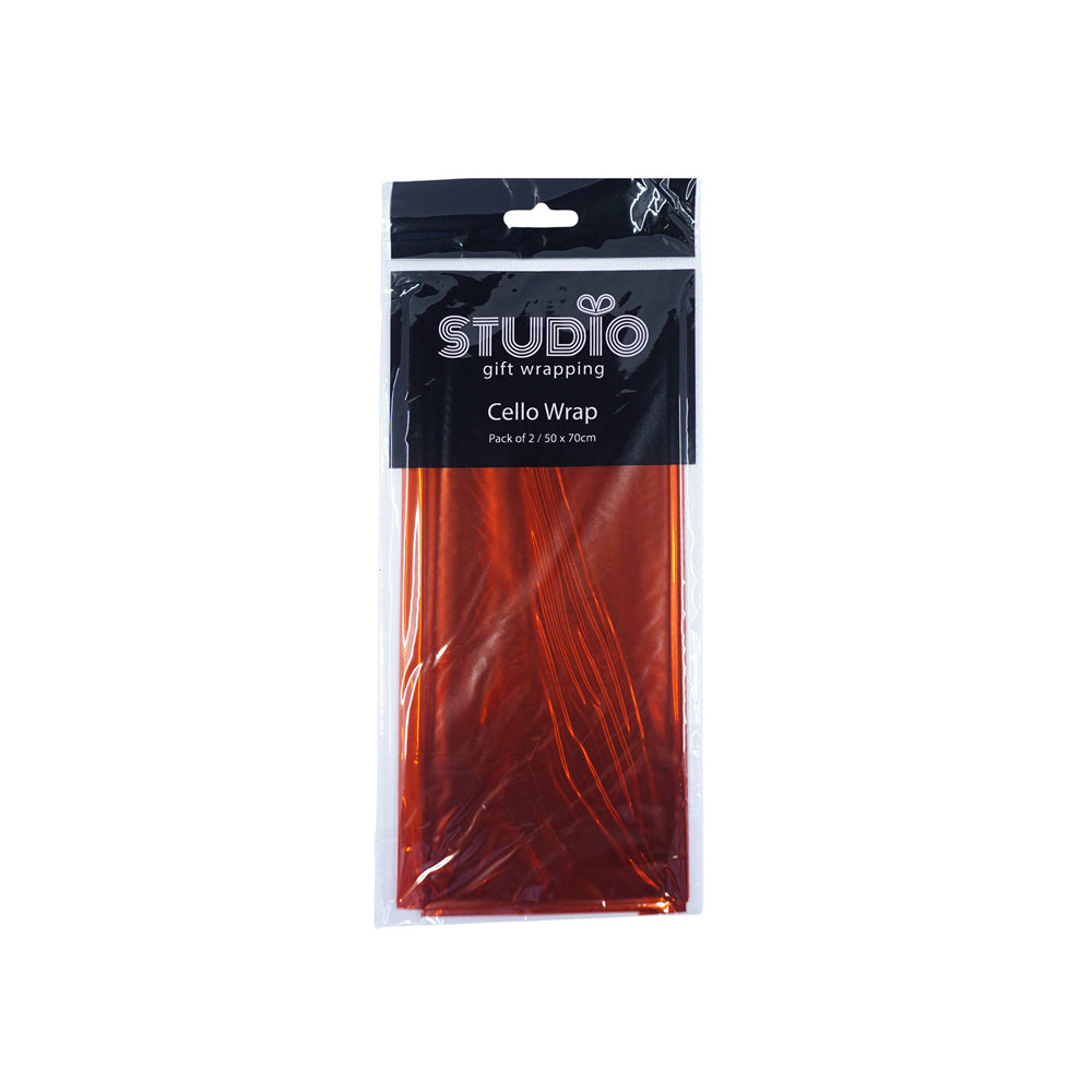 12x 2pc Studio Gift Wrapping Cello Wrap 50x70cm Orange