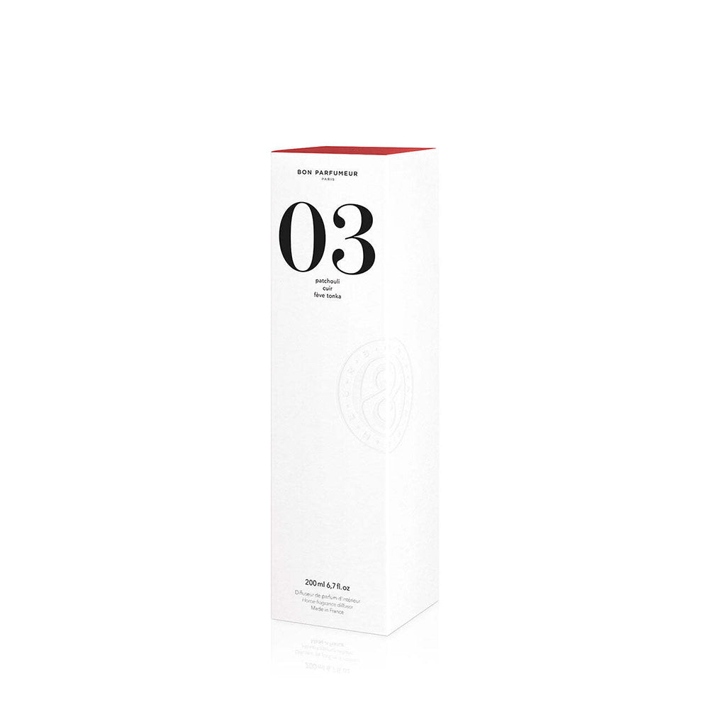 Bon Parfumeur 200ml Reed Diffuser 03 - Patchouli, Leather & Tonka Bean