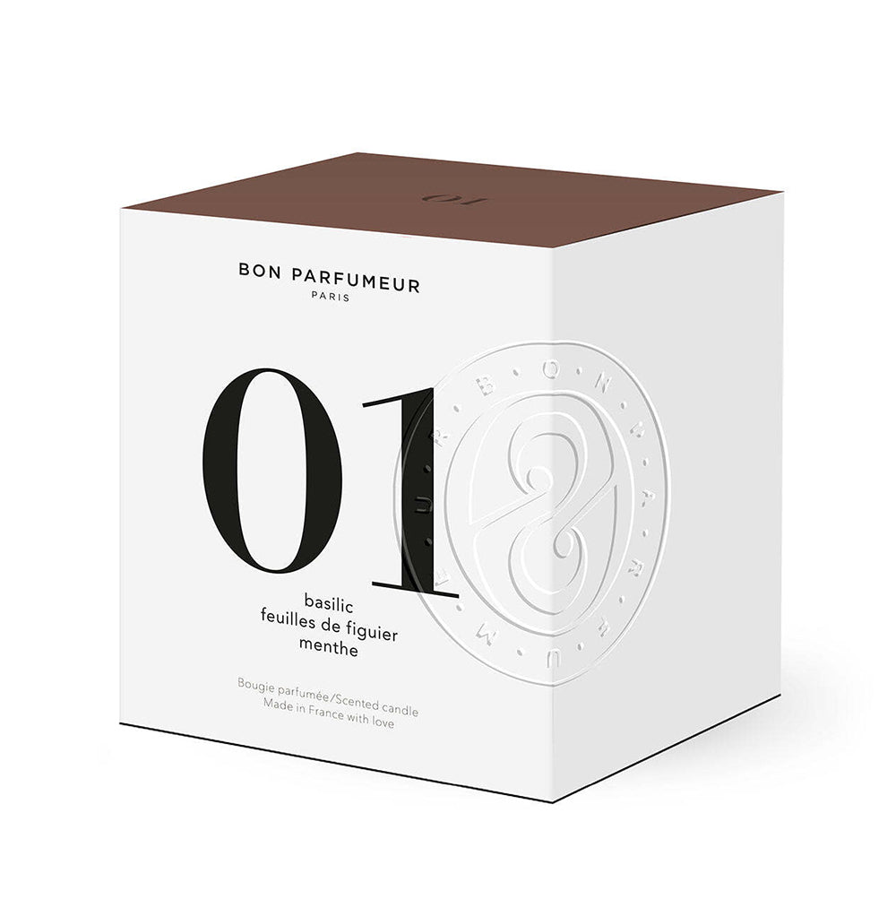 Bon Parfumeur 180g Candle 01 - Basil/Fig Leaves & Mint