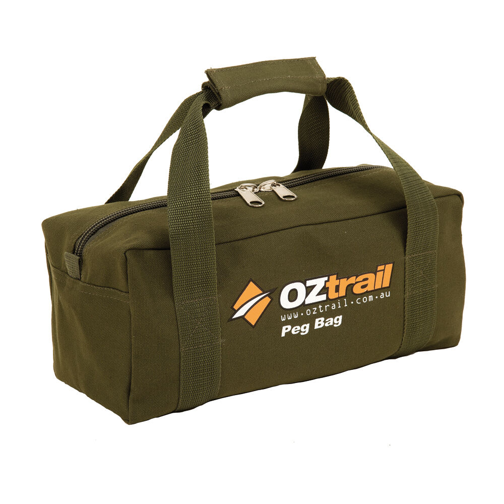 2PK OZtrail Heavy Duty Canvas Camping Peg Bag 35x15cm - Green