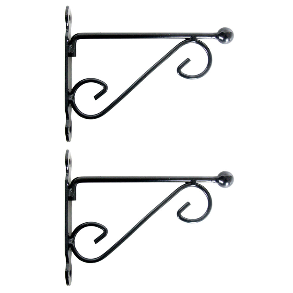 2PK Esschert Design Iron Hanging Basket Wall Hook Durable Cast Small Black