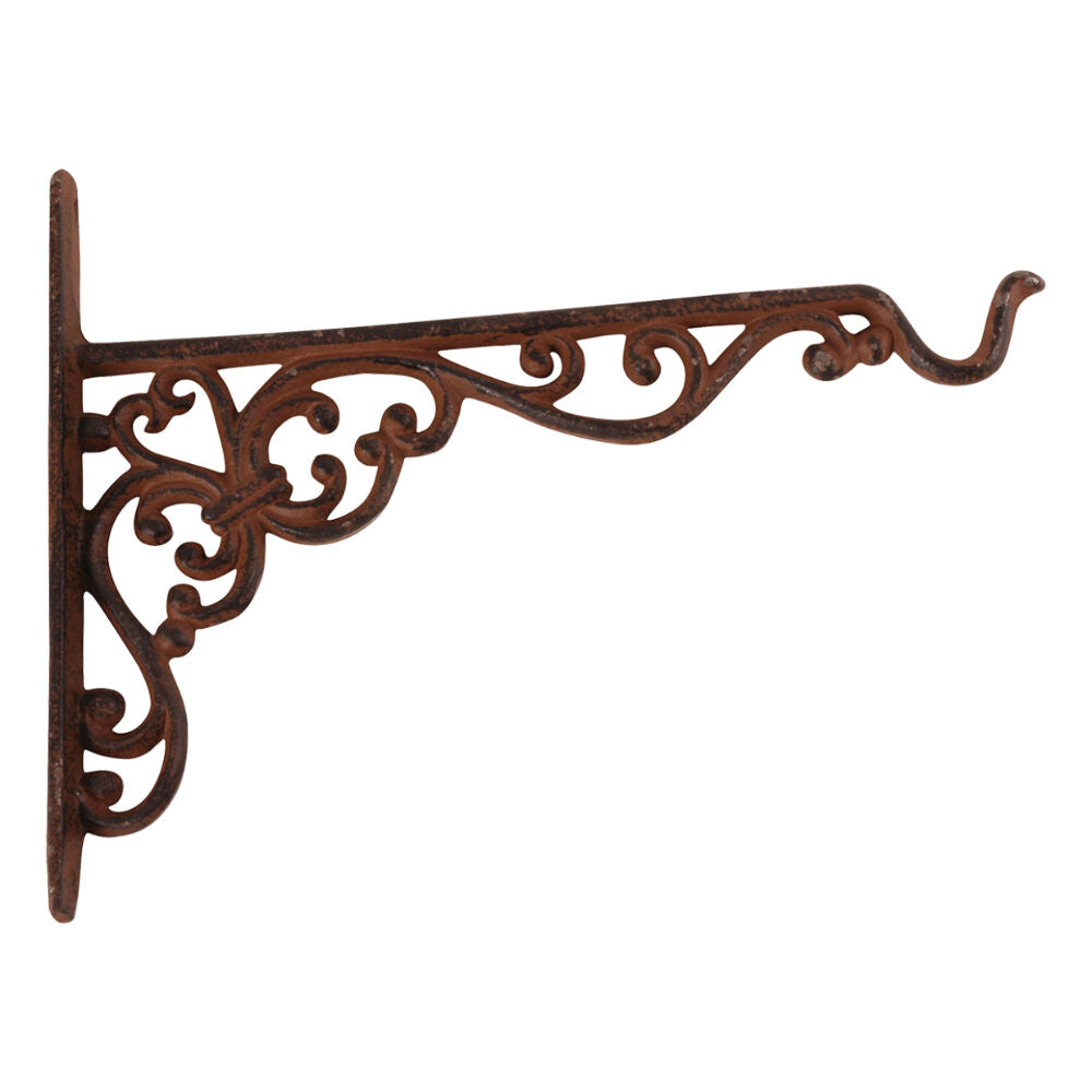 2PK Esschert Design Cast Iron Hanging Basket Hook Garden Outdoor Decor Medium Brown