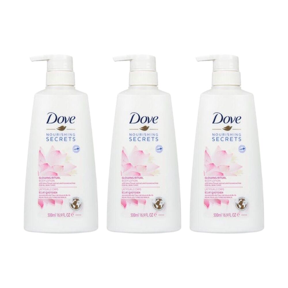 3PK Dove Hydrating Glowing Body Wash Lotion Floral Scent 500ml