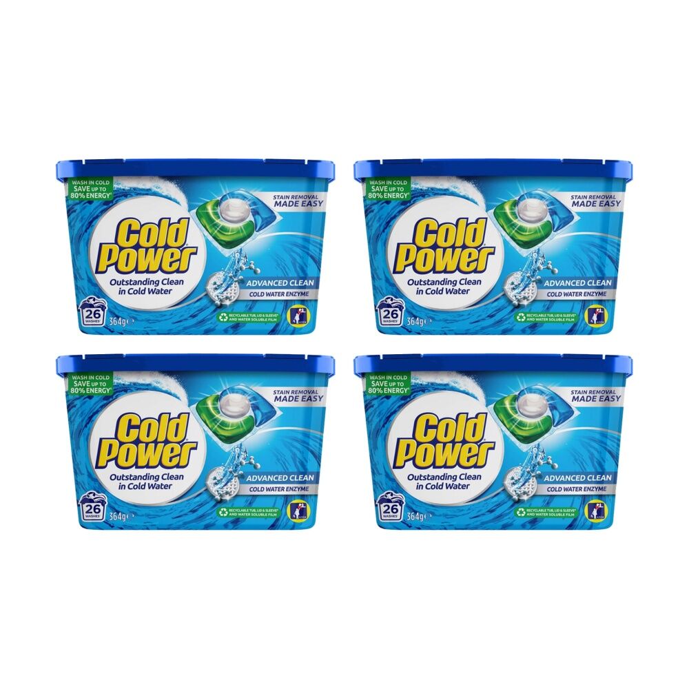 4x 26pc Cold Power Laundry Triple Pods Washing Cleaning Detergent