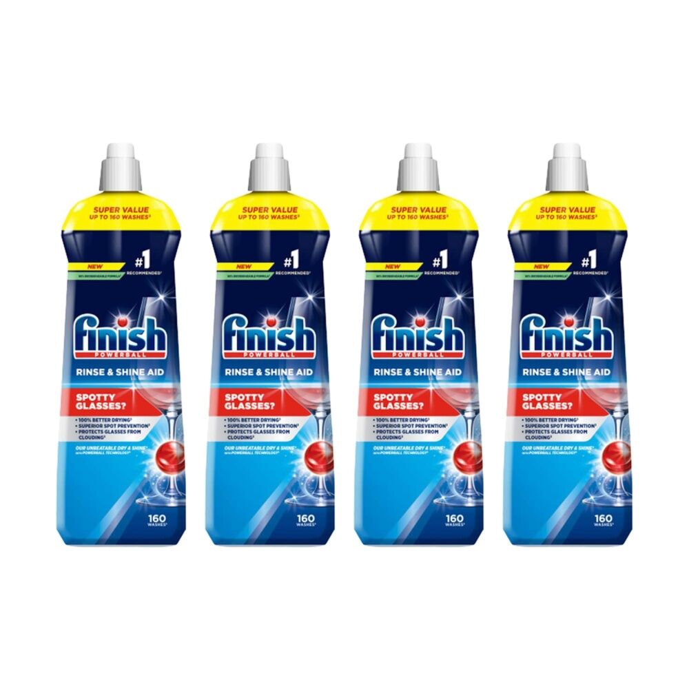 4PK Finish Rinse & Shine Glasses Cleaning Aid Regular Up To 160 Washes 800ml