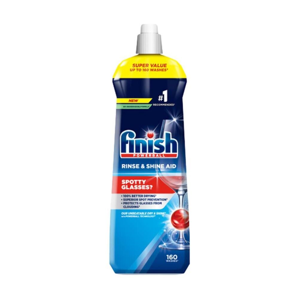 4PK Finish Rinse & Shine Glasses Cleaning Aid Regular Up To 160 Washes 800ml