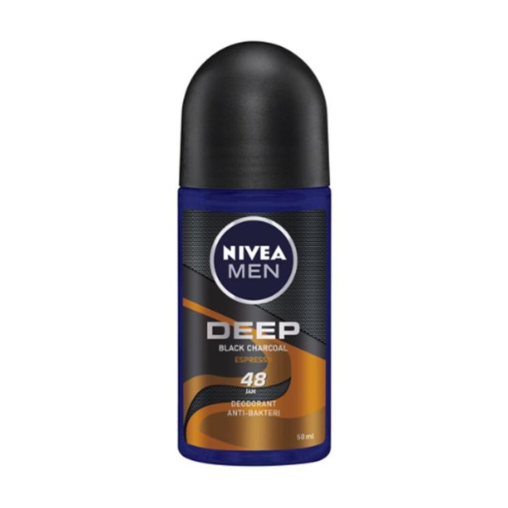 12PK Nivea Men's Antiperspirant Roll On Deodorant Deep Black Charcoal Espresso 50ml