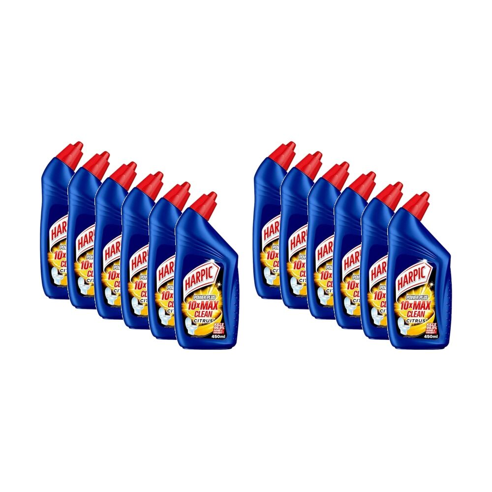 12PK Harpic Liquid Toilet Bowl Disinfectant Cleaner Citrus Scent 450ml