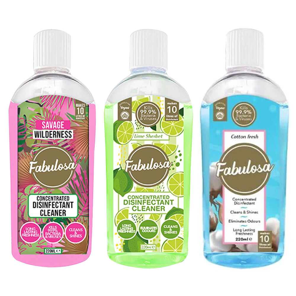 18PK Fabulosa Cotton Fresh Surface Cleaner Disinfectant 220ml Assorted