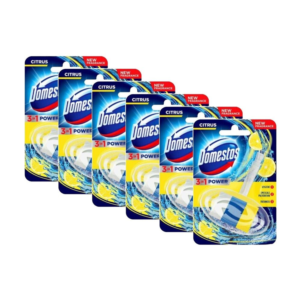 6PK Domestos T Block 3 In 1 Toilet Bowl Disinfectant Cleaner Citrus