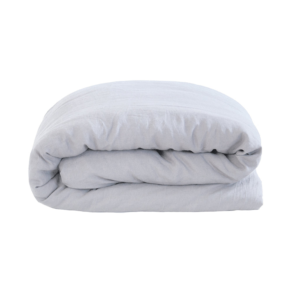 Bambury Super King Bed Linen Quilt Cover Set Silver Soft Woven Home