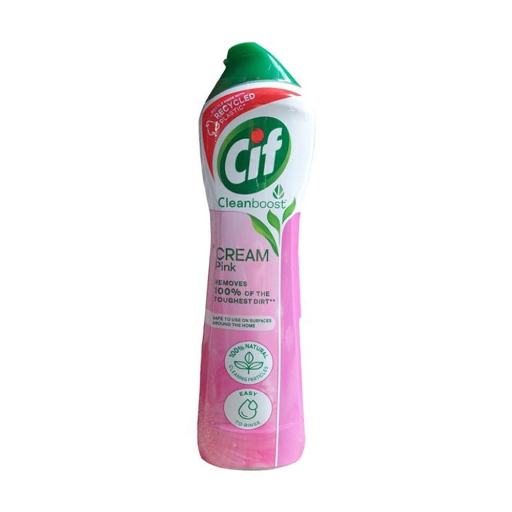 8PK Cif Cleanboost Cream Surface Cleaner Effective Dirt Removal 500ml Pink
