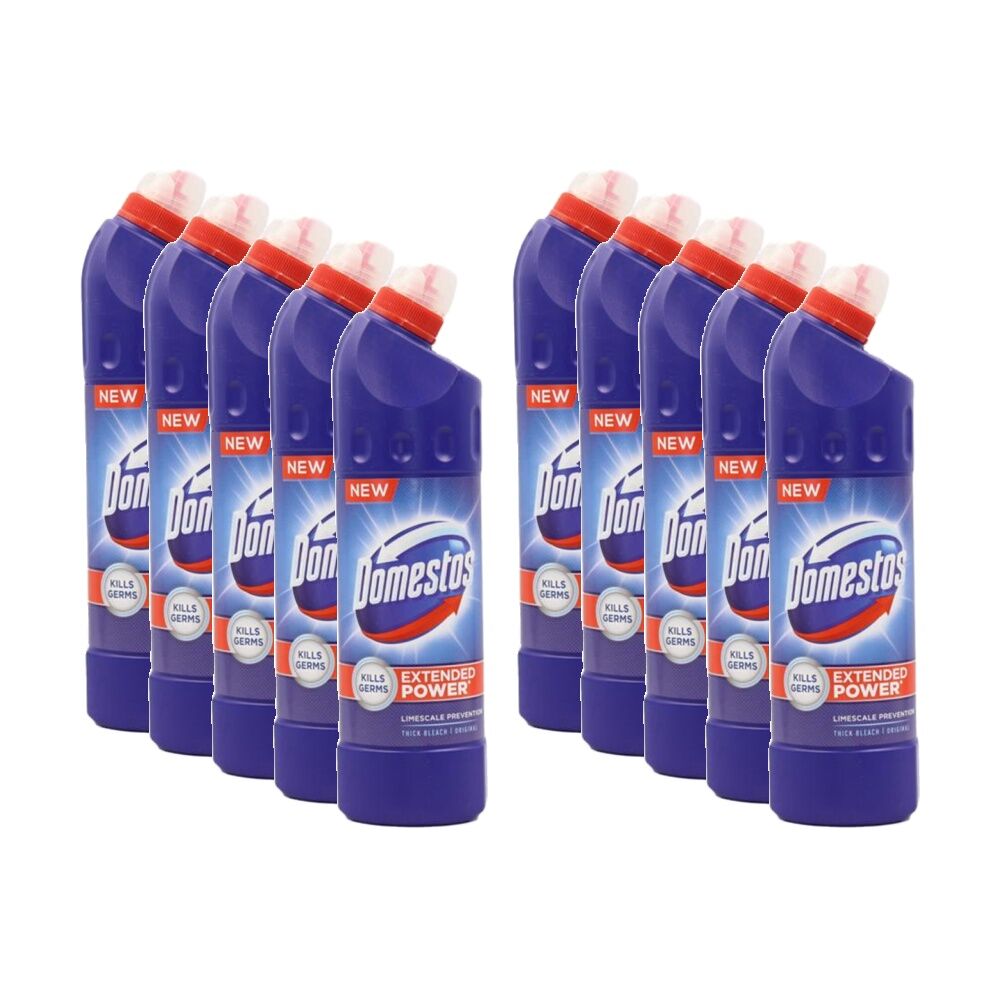 10PK Domestos Regular Household Thick Germ Killer Bleach 750ml Blue
