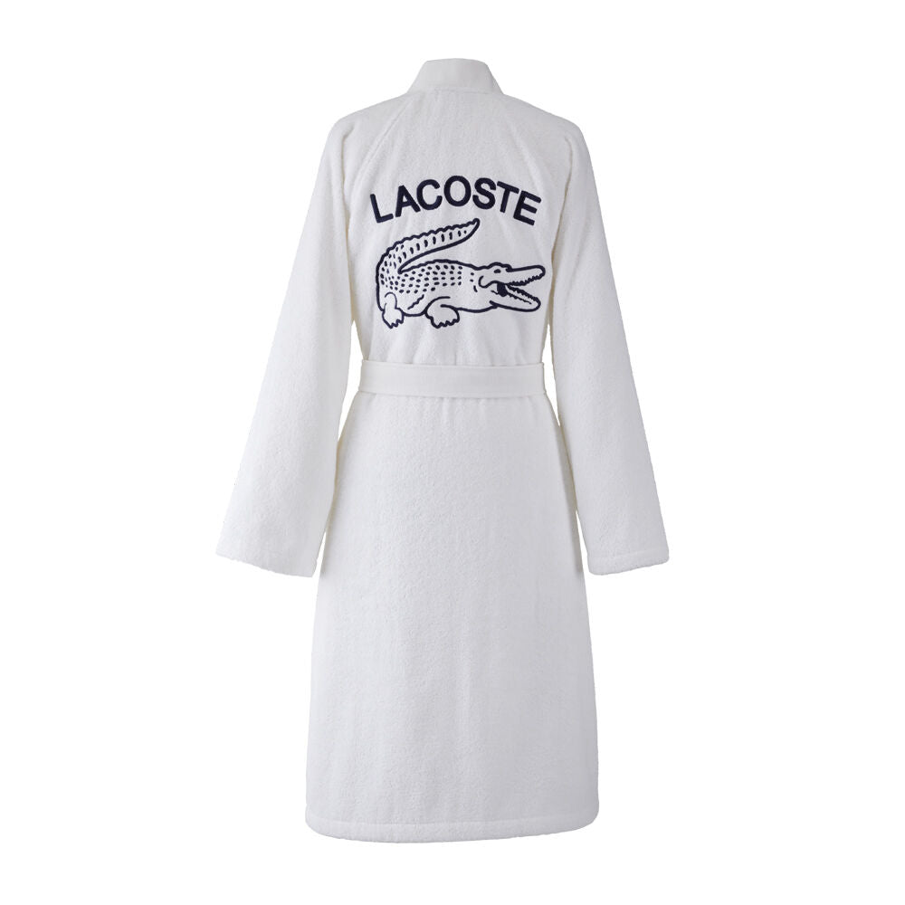 Lacoste LDEFILE 100% Organic Cotton Kimono Bath Robe White