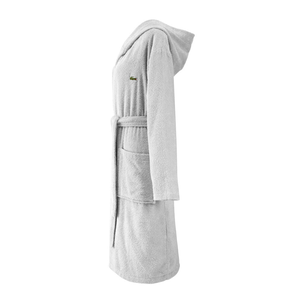 Lacoste Women's Open Bath Robe Towel Night Gown 100% Cotton Argent