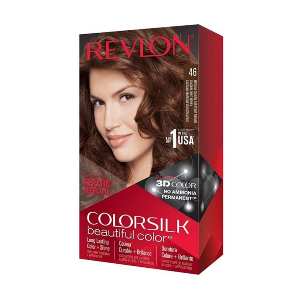 6PK Revlon Natural Long Lasting Colour Hair Dye 46 Medium Gold Chestnut