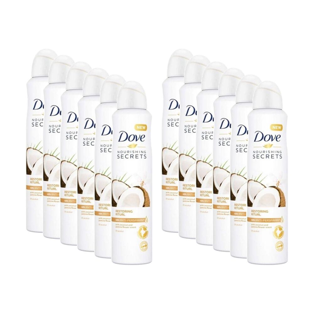 12PK Dove Antiperspirant Deodorant Body Spray Coco Jasmine 250ml