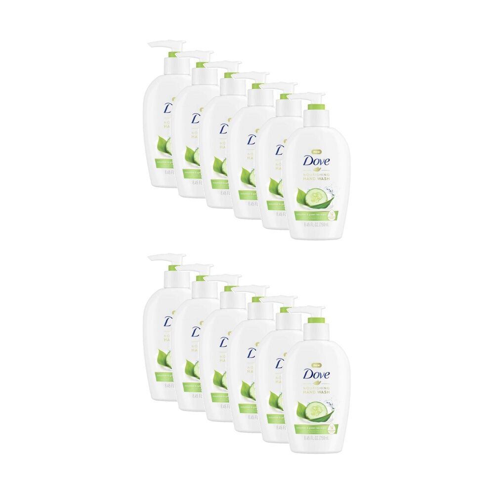 12PK Dove Hand Wash Nourishing Pump Dispenser Cucumber Green Tea 250ml