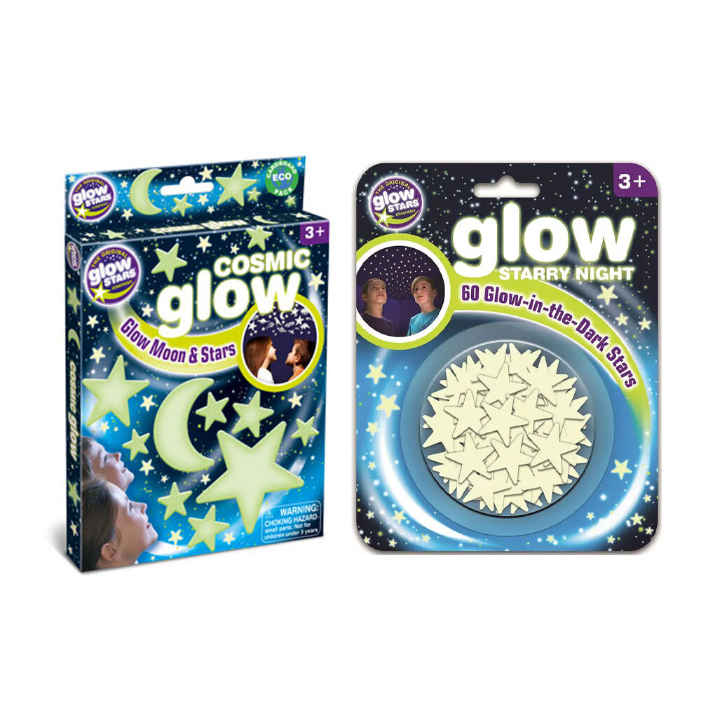 2pc Brainstorm Toys Starry Night Stars and Glow In The Dark Moon & Stars Set 3y+