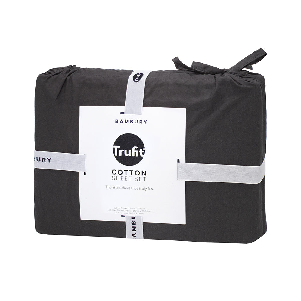 Bambury Size Queen Bed Tru Fit Sheet Set Charcoal Home Bedding